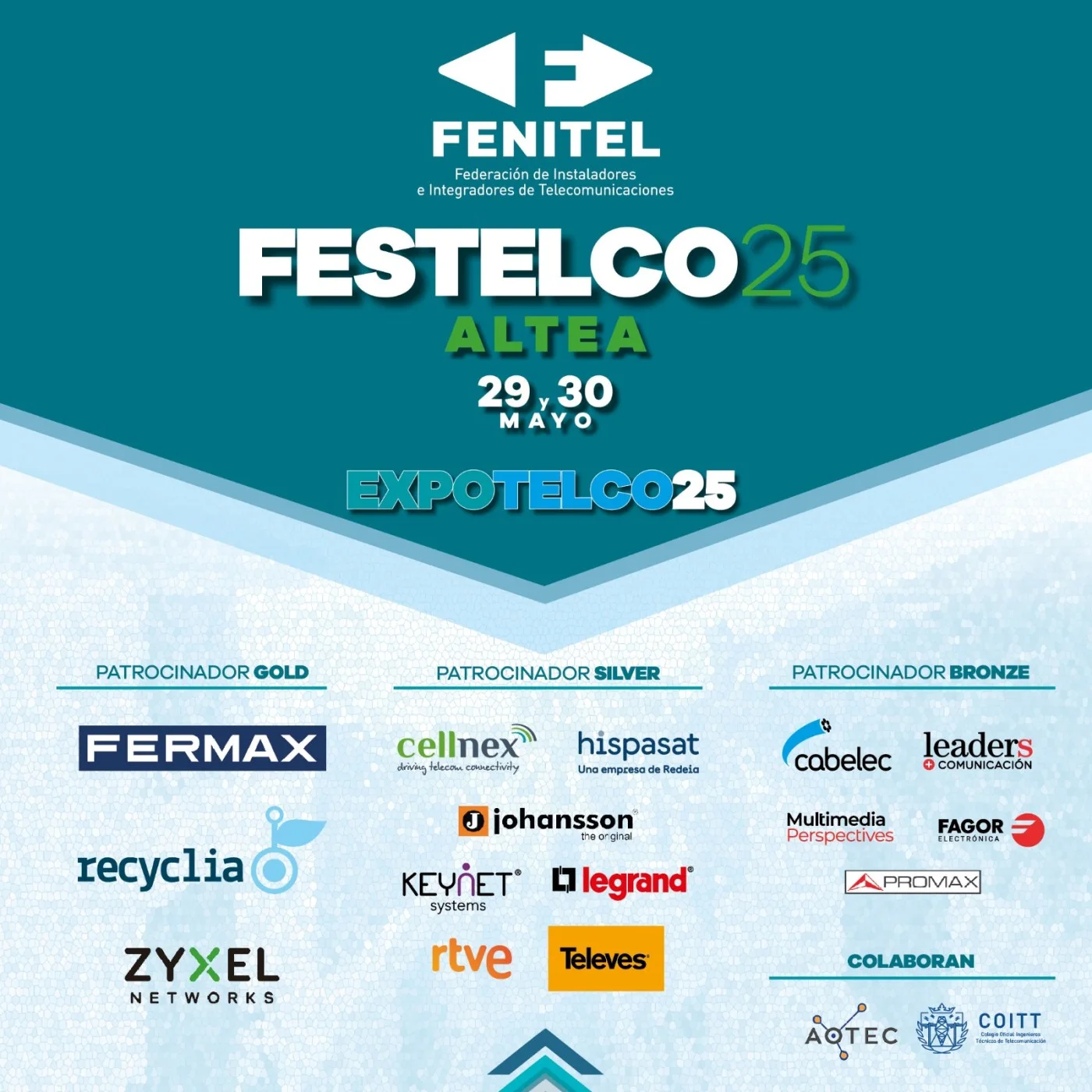 Patrocinadores de FESTELCO 2025, con Zyxel como patrocinador gold