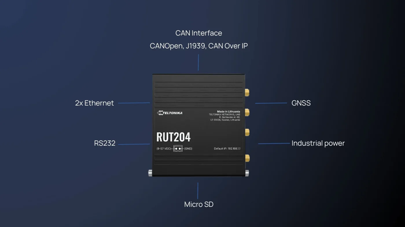 Router industrial Teltonika RUT204 4G LTE con CAN bus