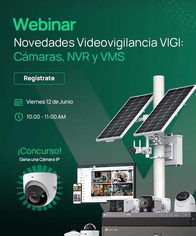 Cartel del webinar TP-Link VIGI sobre novedades en videovigilancia